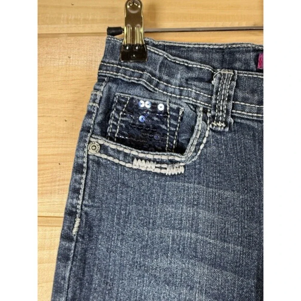 Vigoss denim Jeans decorative stitching Girls‎ Size 10 Blue Sequence Pockets